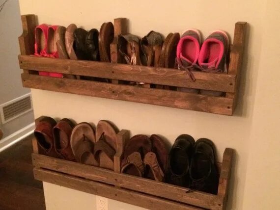 Под обувь своими руками фото Pallet Shoe Rack / Wall Shoe Rack / Rustic Shoe Rack / Shoe Rack / Wooden Shoe R
