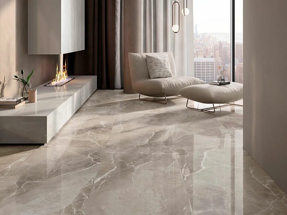 Под серый мрамор в интерьере Коллекция Purity Of Marble - Supergres Ceramiche (Италия)