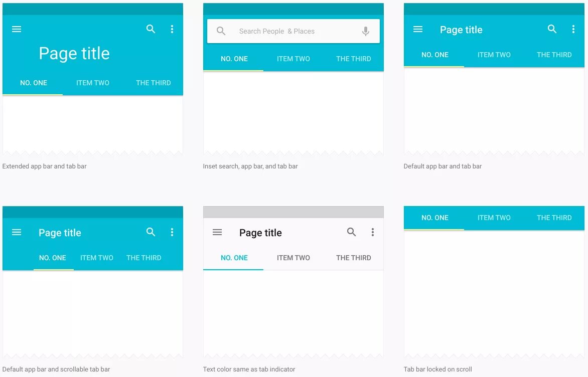 Под система название и фото Android Search Bar with Tabs and Menu