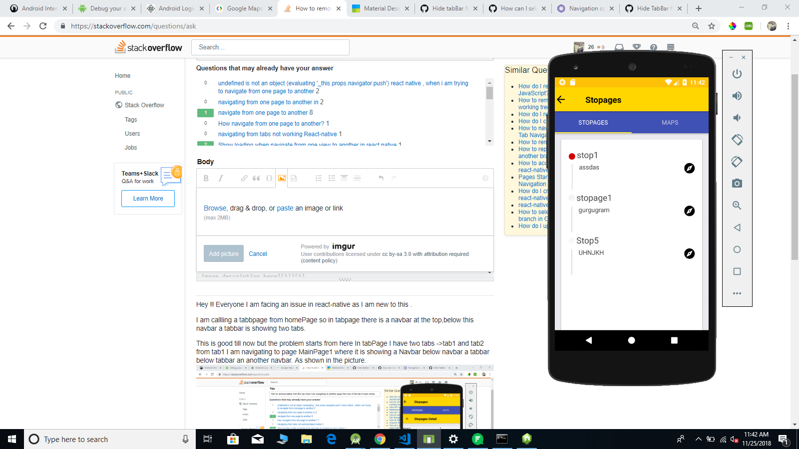 Под система название и фото stack navigator - How to remove tabbar from the top when I am navigating to anot