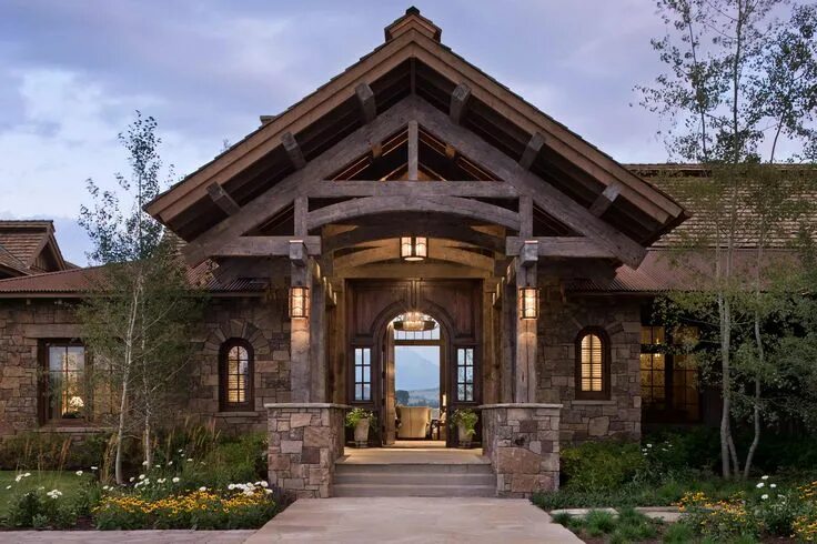 Под старину частные дома фото WYOMING RESIDENCE Rustikale inneneinrichtung, Rustikales haus, Hauswand