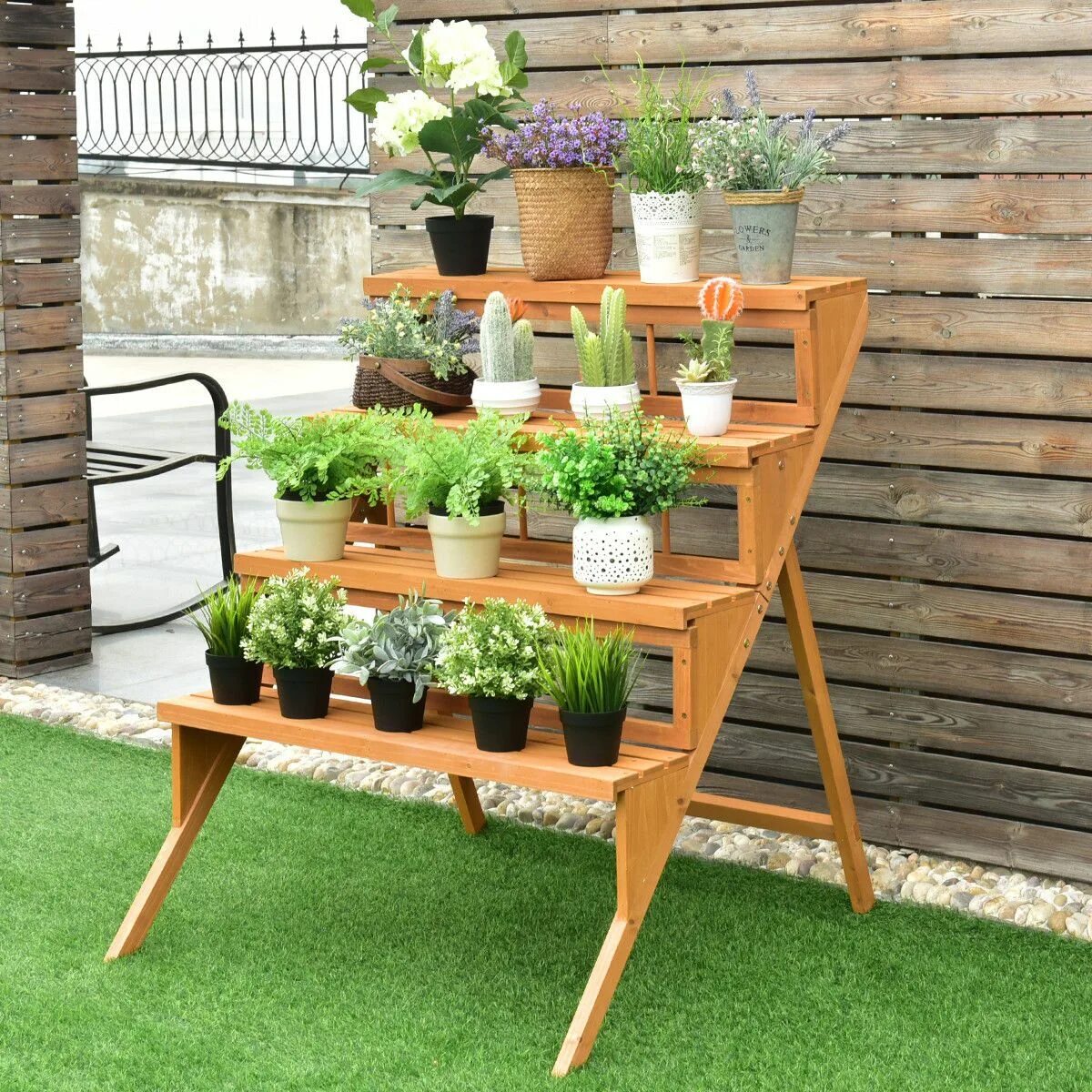 Под цветы на дачу своими руками 4 Tiers Wood Ladder Step Flower Pot Holder Plant Stand Flower pot holder, Plant 