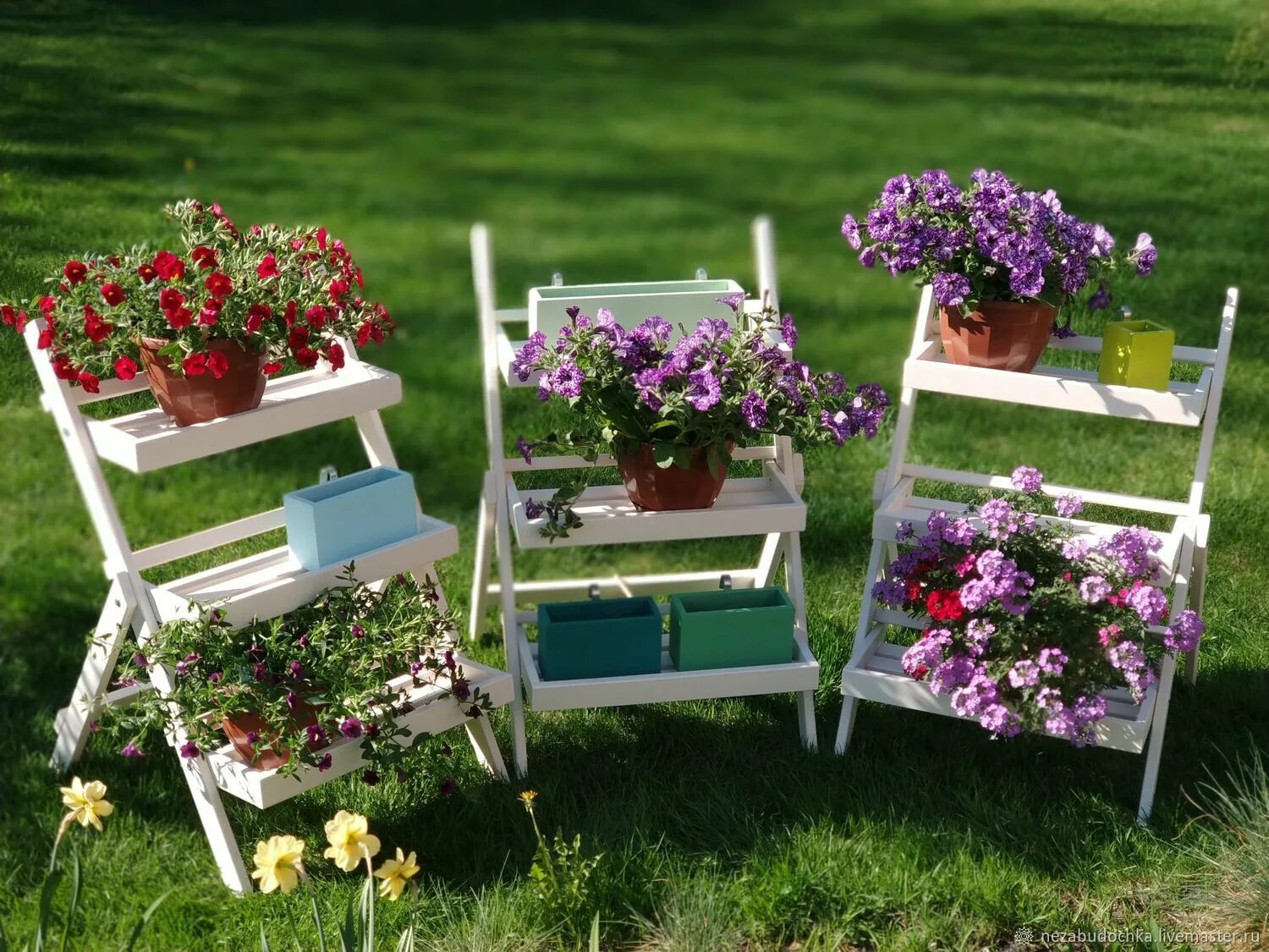 Под цветы на дачу своими руками Flower stands: Stand-ladder white в интернет-магазине на Ярмарке Мастеров Flower