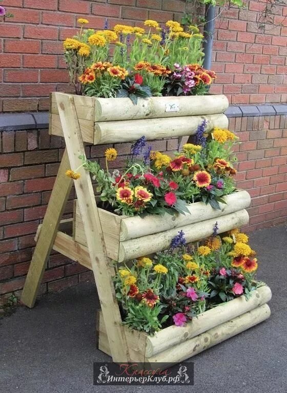 Под цветы на дачу своими руками Переносные клумбы фото Wooden garden planters, Vertical garden diy, Wooden garde