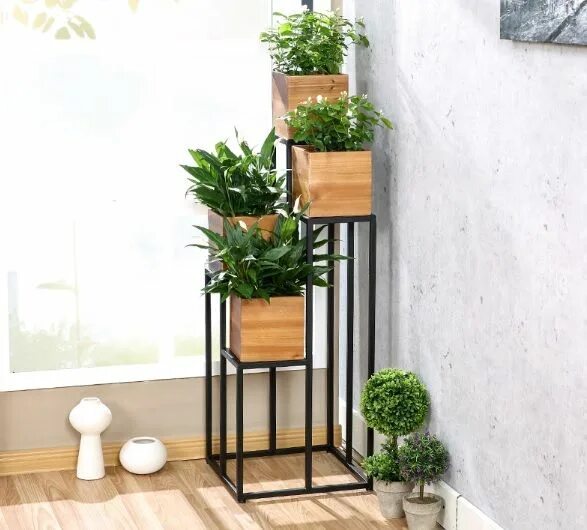 Под цветы в стиле лофт OD034-Solid Wood Box Display Rack House plants decor, Plant decor, Diy pots