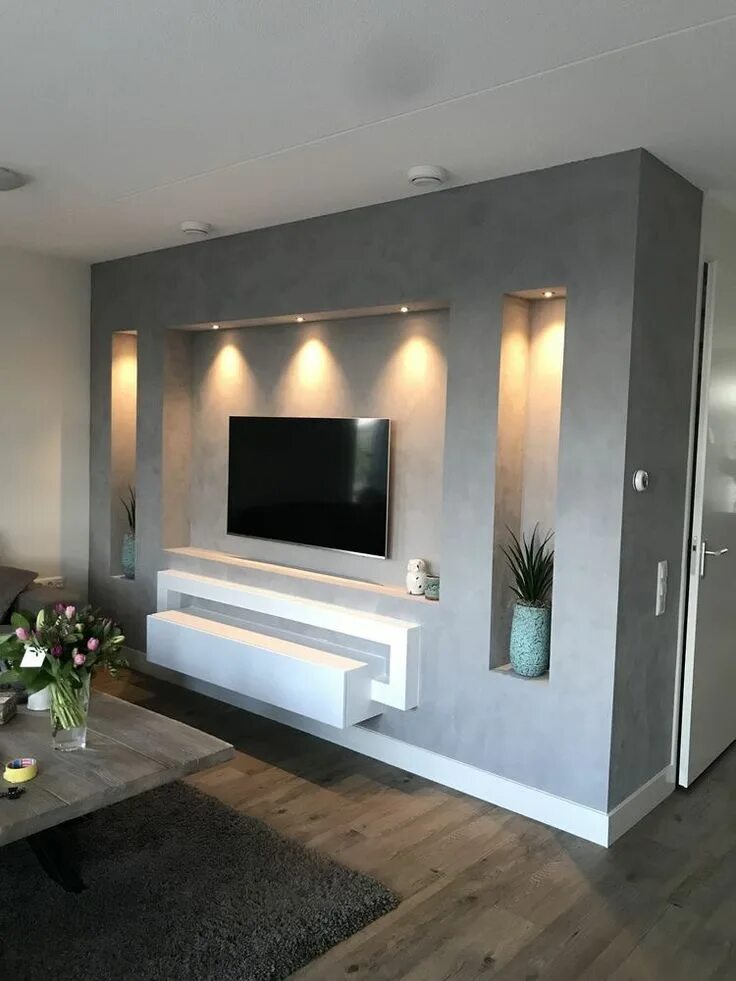 Под телевизор из гипсокартона фото Dekoratif Duvar Paneli Modelleri 2023 " Dekordiyon Tv wand ideen wohnzimmer, Sch