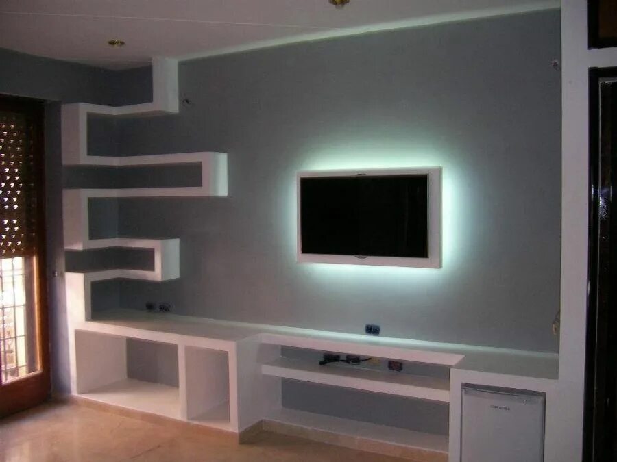 Под телевизор из гипсокартона фото opere cartongesso Design per il soggiorno, Idee arredamento soggiorno, Arredamen