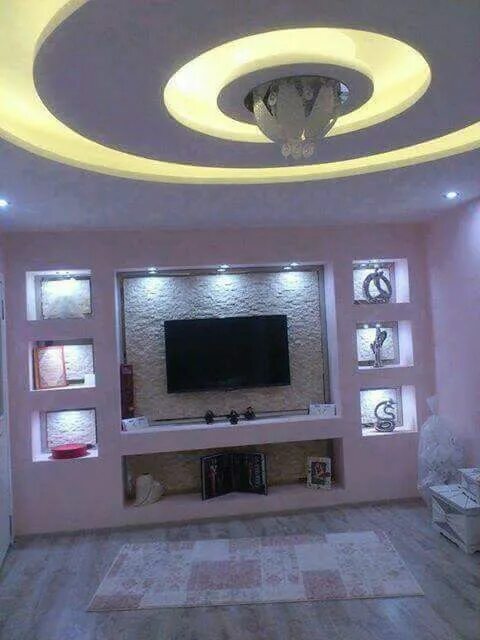 Под телевизор из гипсокартона фото Pin em 1 idéia pode $alvar Decoração sala de tv, Idéias de sala de tv, Decoração