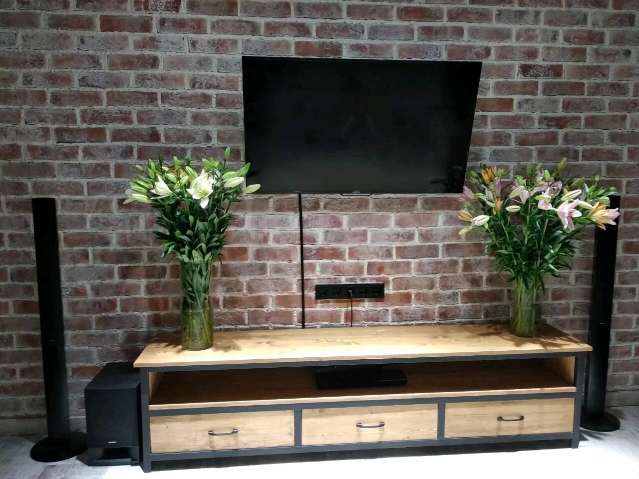 Под тв в стиле лофт Тумба лофт под телевизор "Flowers" в интернет-магазине Ярмарка Мастеров по цене 