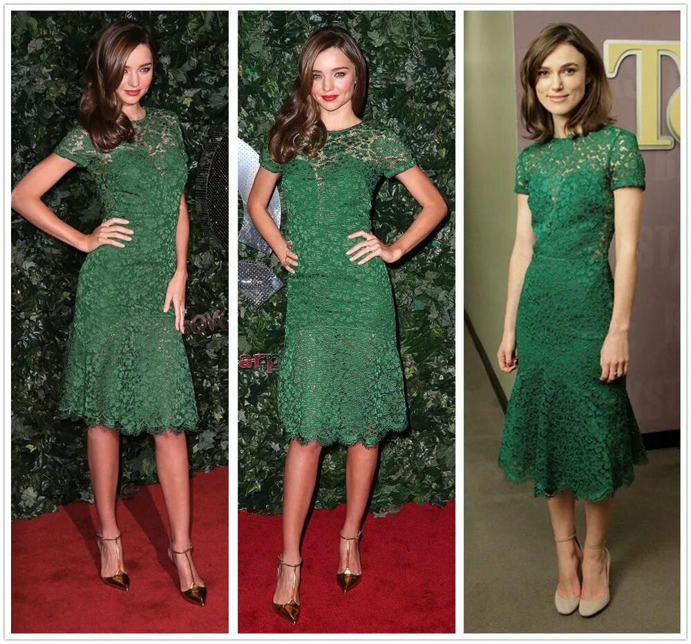 Под зеленое платье фото Miranda Kerr Elegant Evening Ball Cocktail Prom Gown Formal Green Lace Dress 653