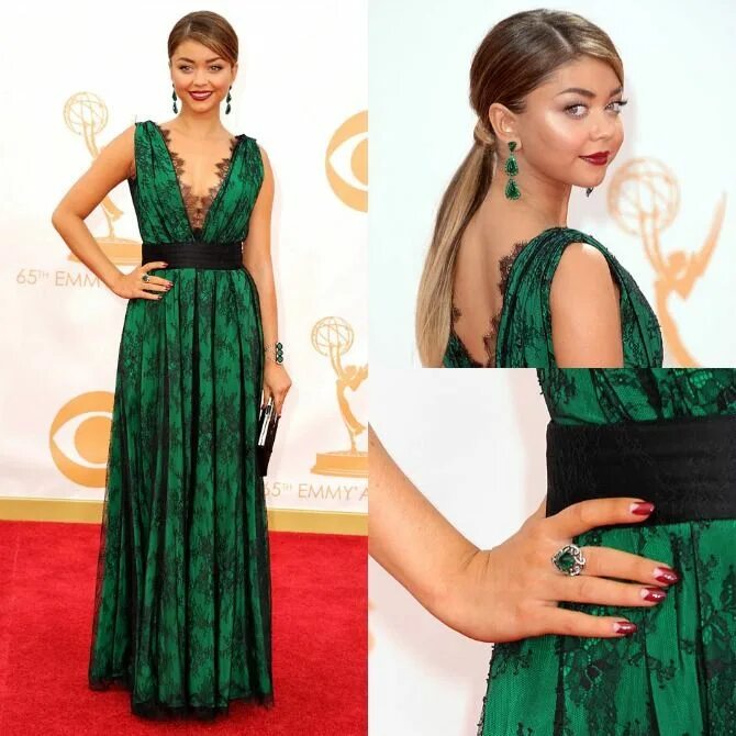 Под зеленое платье фото Sarah Hyland Emerald Green Emmy Awards 2013 Nails Hair Dress Celebrity Style Bri