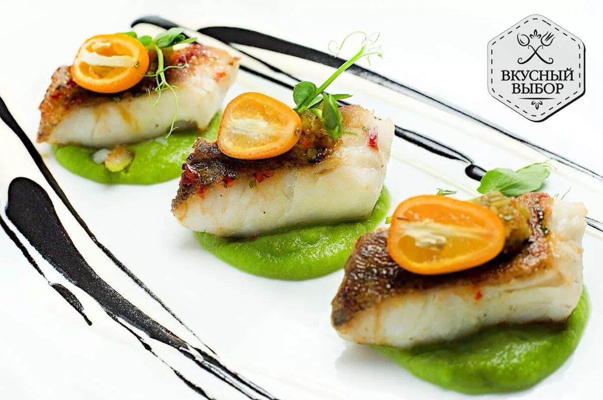 Подача рыбы фото Канапе из палтуса Комбинат питания "Вкусный выбор".