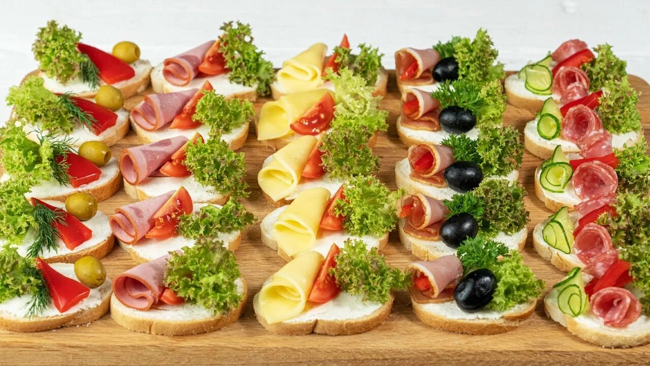 Подача языка на праздничный стол с фото 5 types of sandwiches on the Festive table.Cooking at home!! - YouTube
