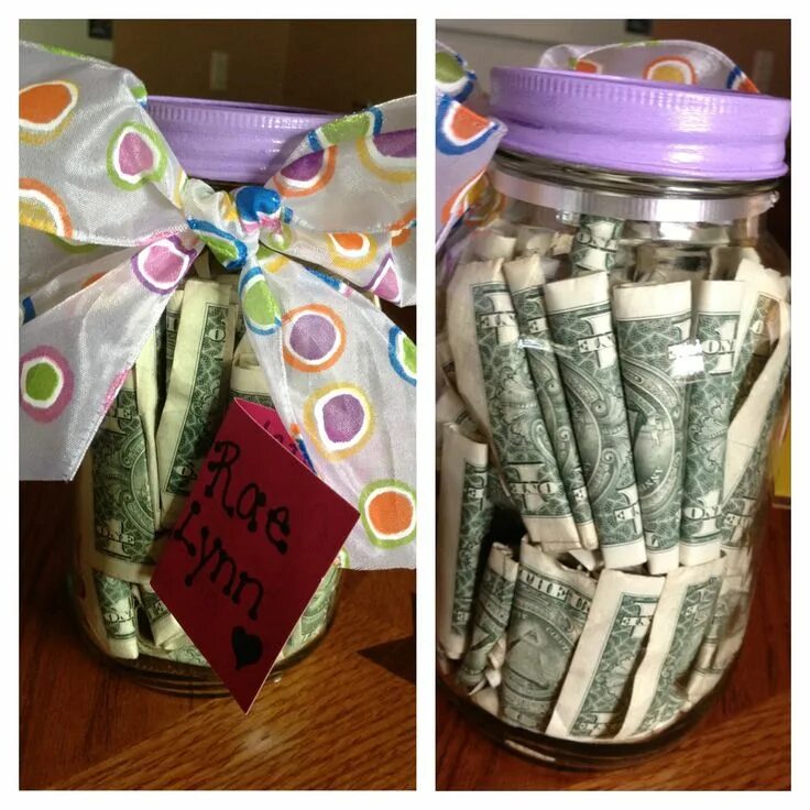 Подарить деньги оригинально фото Money jar for a Graduation gift!