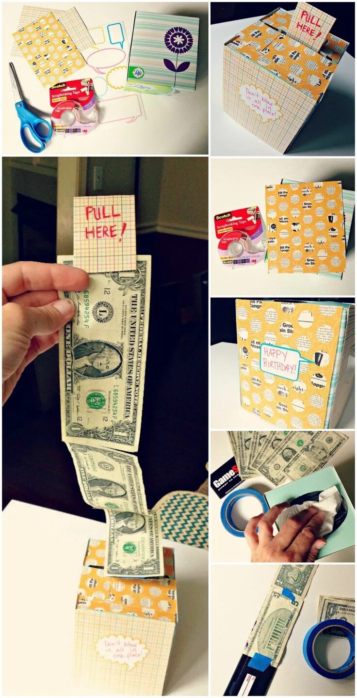 Подарить деньги оригинально фото DIY Creative Way To Give A Cash Gift (Using A Kleenex Box) Creative holiday gift