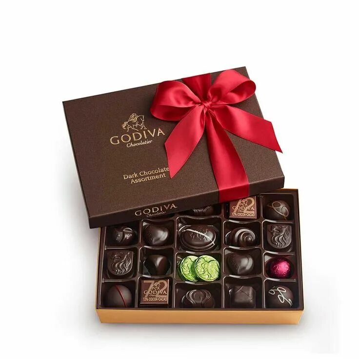 Подарка шоколад фото 27 pc. Dark Chocolate Valentine's Day Gift Box GODIVA Chocolate gift boxes, Dark