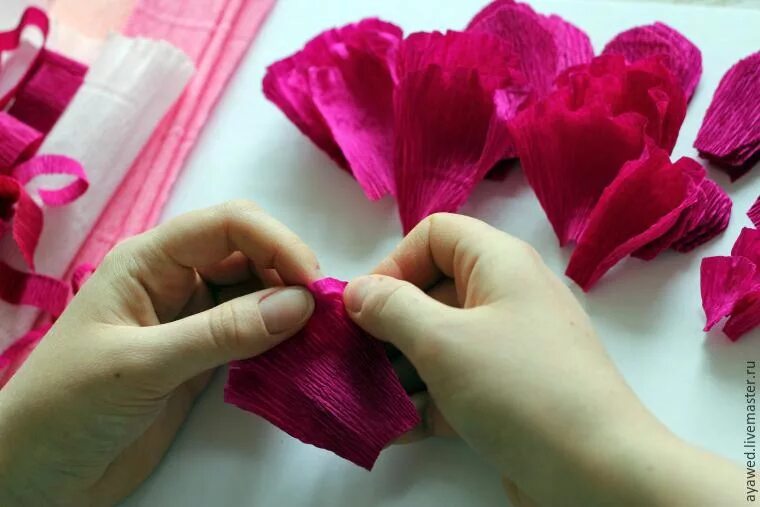 Подарки из креповой ткани фото DIY Flowers from Crepe Paper for Gift Wrapping: DIYs в журнале Ярмарки Мастеров