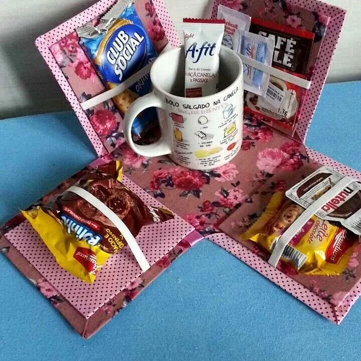 Подарки своими руками на день фото Caixa de cafe da manhã em cartonagem Presentes, Faça você mesmo: cartões de nata