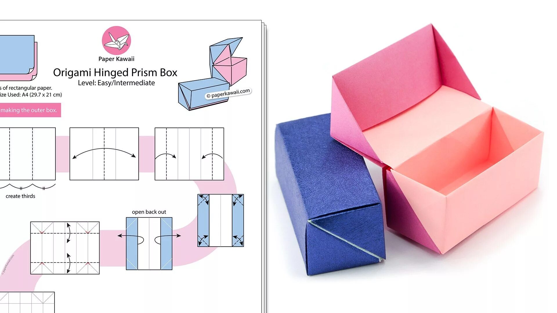 Подарки своими руками схема Origami Hinged Prism Gift Box Diagram Origami diagrams, Origami box, Origami eas