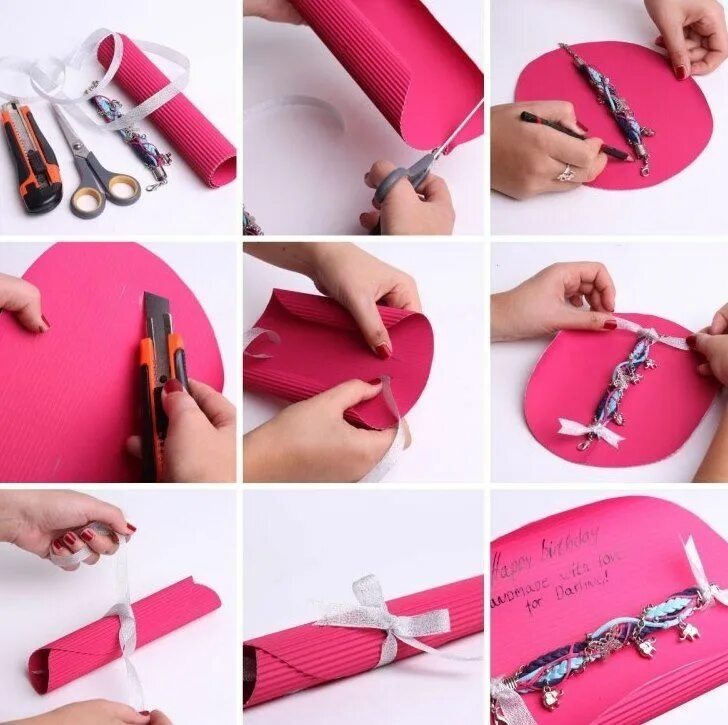Подарки в домашних условиях своими руками emballage-cadeau-noel-rose-couleur-fluo-idees Geschenke für mama, Kleine geschen