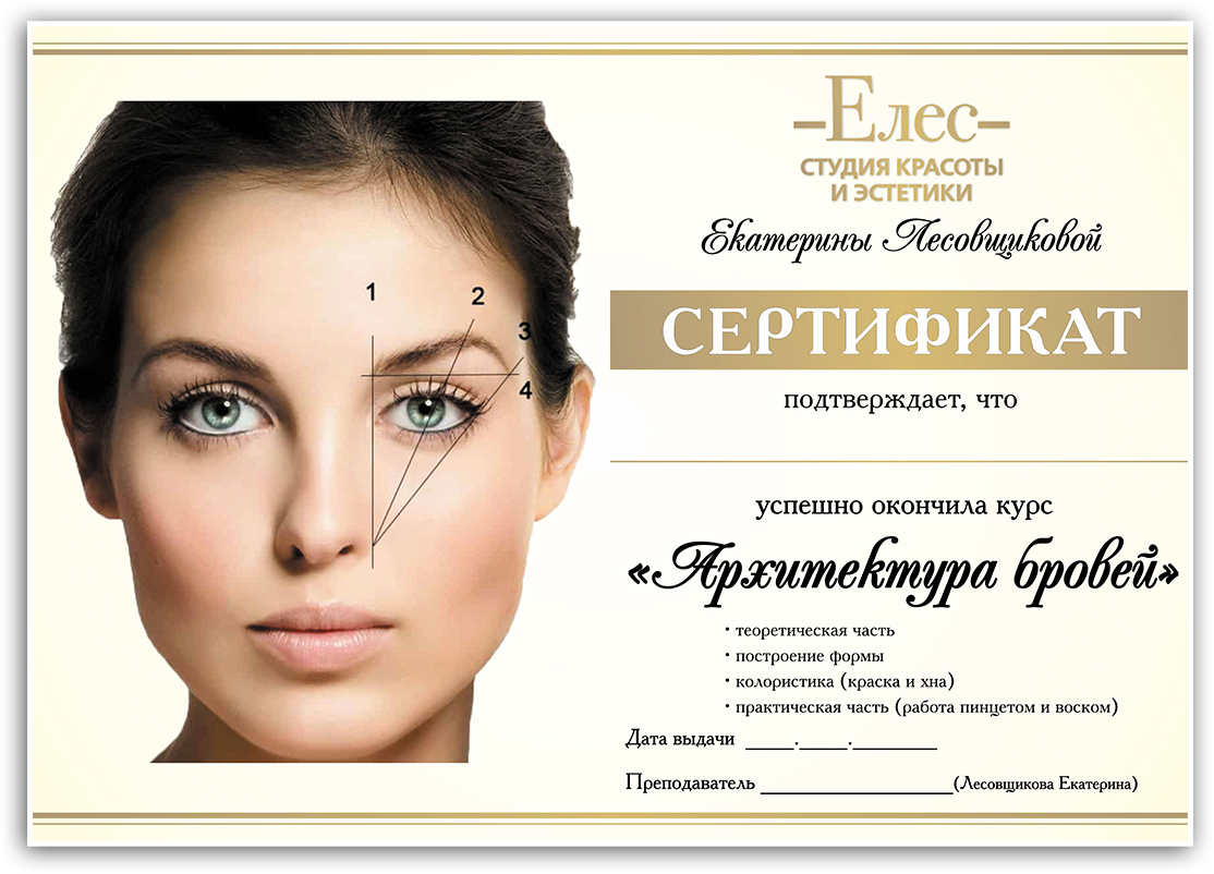 Подарочный сертификат на перманентный макияж бровей Курсы бровиста спб