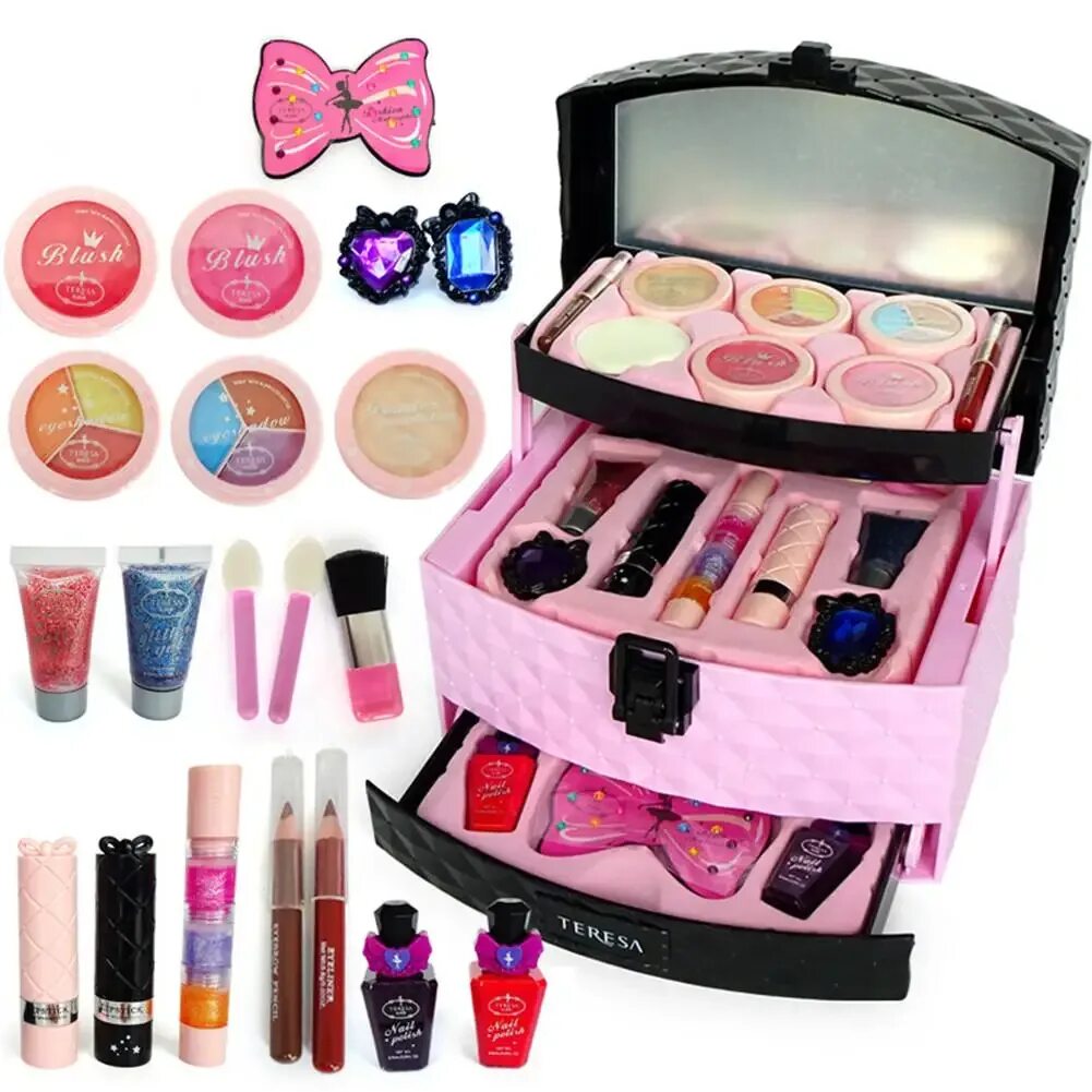 Подарок девочке 9 лет фото Girls Makeup Kit Cosmetics Play Set Pretend Play Makeup Toy For Fun Games Play H