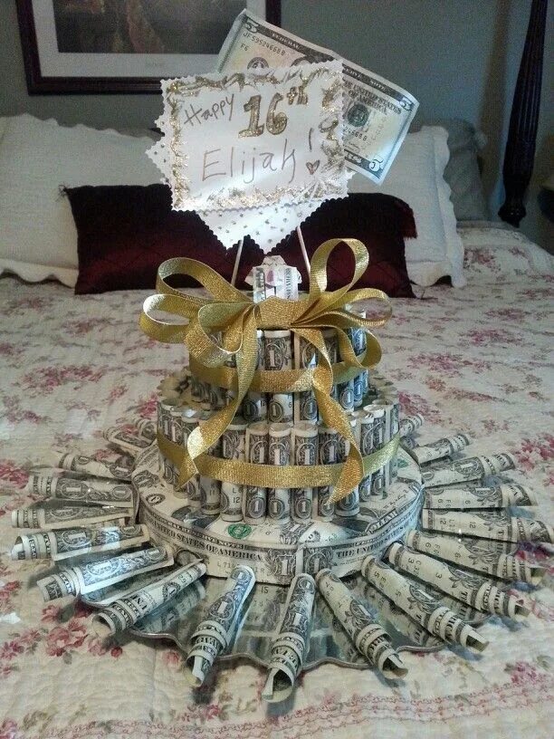 Подарок из денег своими руками фото Pin by Brenda French on 16th Birthday Ideas Creative money gifts, Money cake, Mo