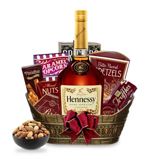 Подарок с днем рождения мужчине фото Send Cognac Gift Baskets Online Spirited Gifts Alcohol gift baskets, Liquor gift