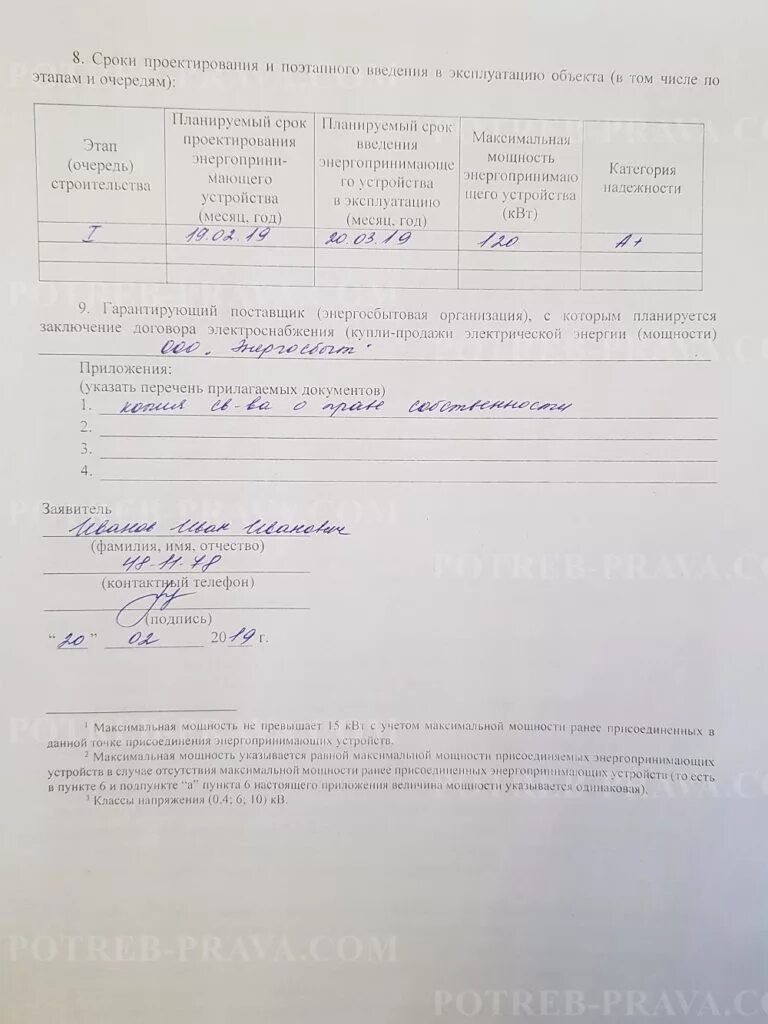 Подать заявление на подключение электричества к участку Заявка на увеличение мощности