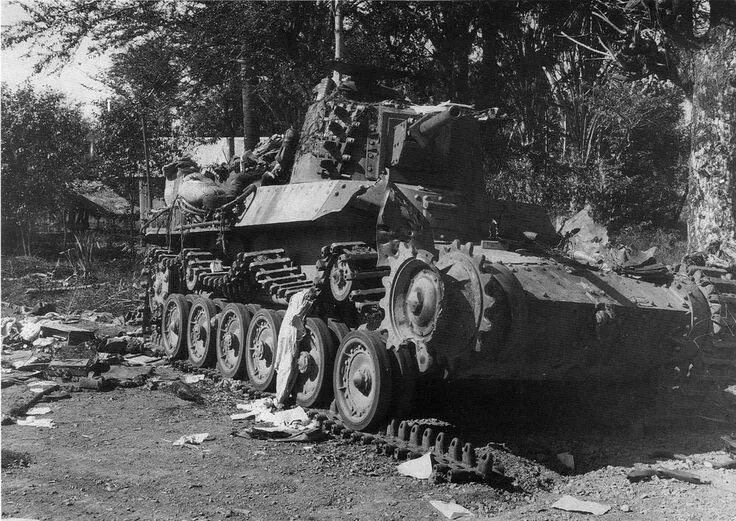 Подбитые танки второй мировой войны фото Details about WWII photo damaged tank of type 97 "Chi-Ha" of the Japanese tank d