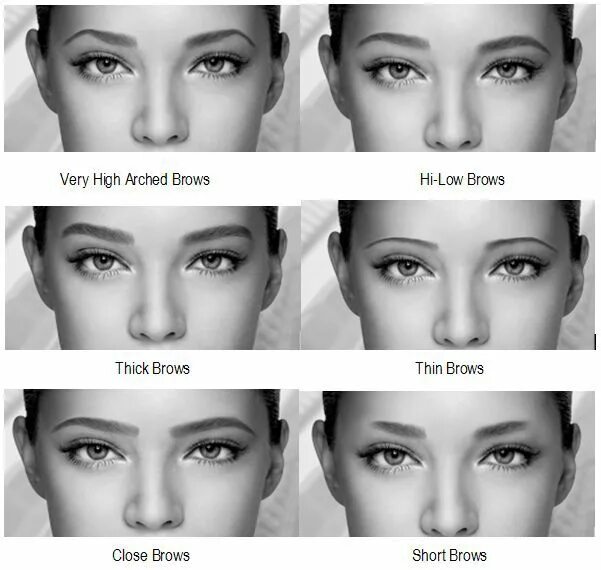 Подбор бровей онлайн по фото How Does Different Eyebrows Change The Same Face - AllDayChic Different eyebrow 
