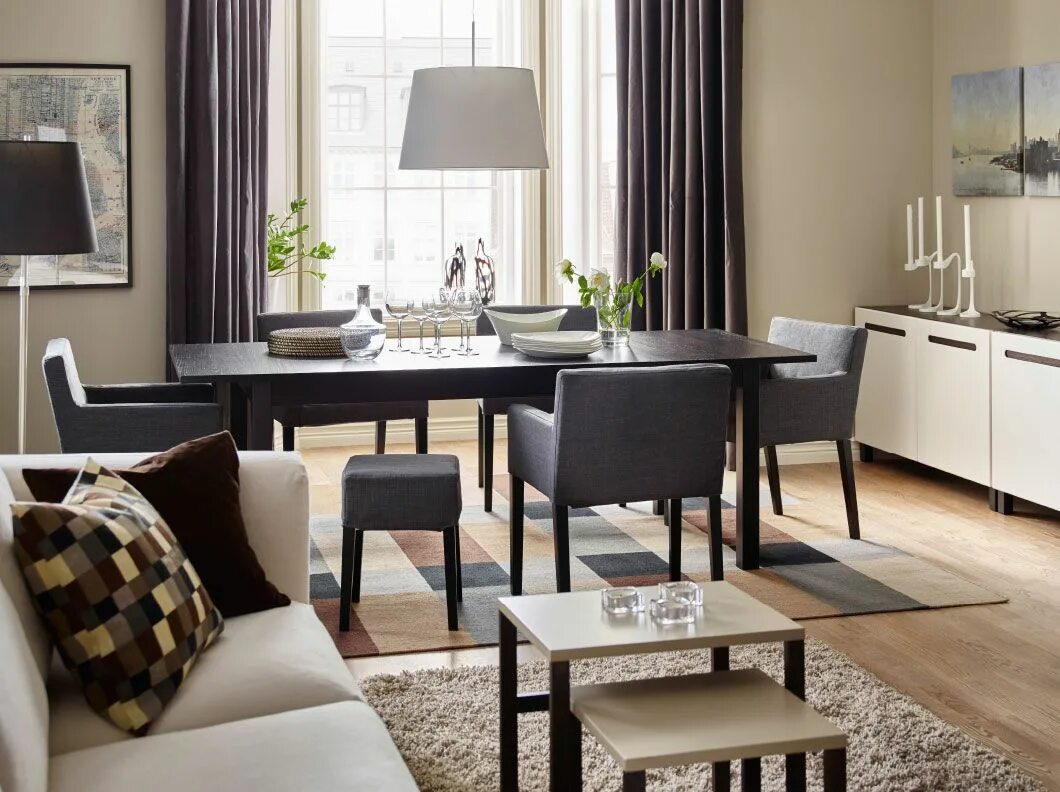 Подбор фото интерьер Products Ikea dining room, White living room chairs, Dark wood dining table