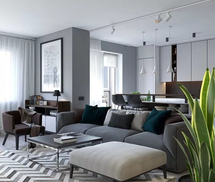 Подбор интерьера квартиры Spacious-Looking, One Bedroom Apartment With Dark Wood Accents Apartment interio