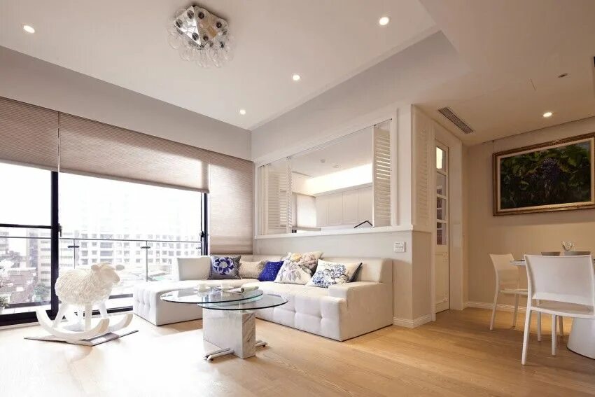 Подбор интерьера квартиры A Fresh and Elegant Apartment in Taipei City White apartment, Living room inspir