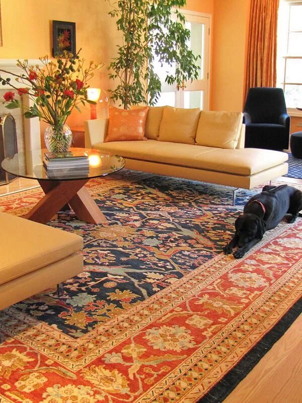 Подбор ковра по фото интерьера Yellow Sofa in Living Room Rugs in living room, Persian rug living room, Modern 