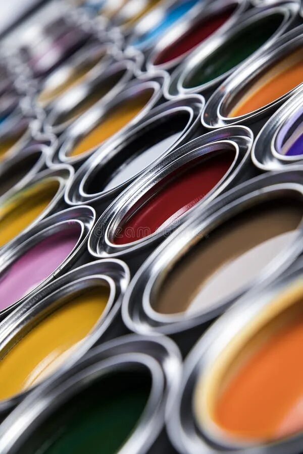 Подбор краски по фото Creativity Concept Group of Tin Metal Cans with Color Paint Stock Image - Image 