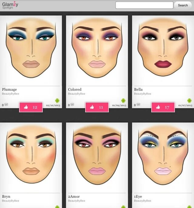 Подбор макияжа Glamzy Pro iPhone app to create face charts Face chart, Makeup face charts, Retr