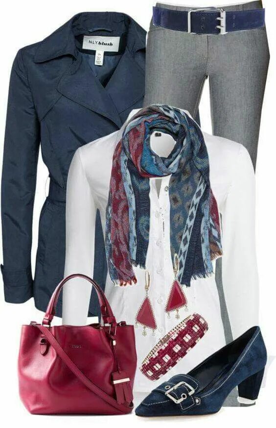 Подбор одежды онлайн фото Cinza branco azul e vermelho. Perfeito! Elegant work outfits, Work outfits polyv