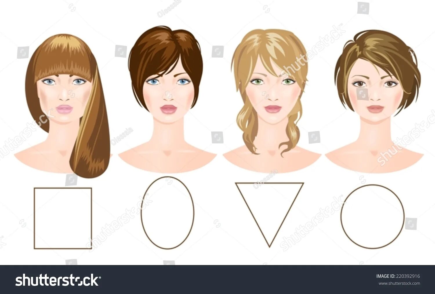 Подбор прически по лицу для женщин 2.007 Wide set eyes Görseli, Stok Fotoğraflar ve Vektörler Shutterstock
