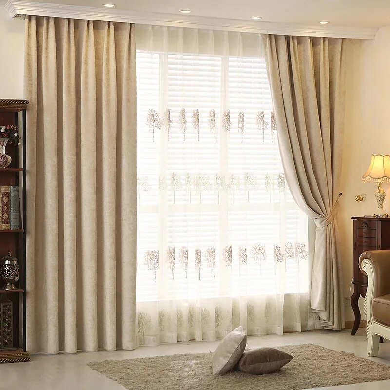 Подбор штор по фото 70% 85% Shading Modern Style Solid Color Chenille Blackout Curtain for Living Ro