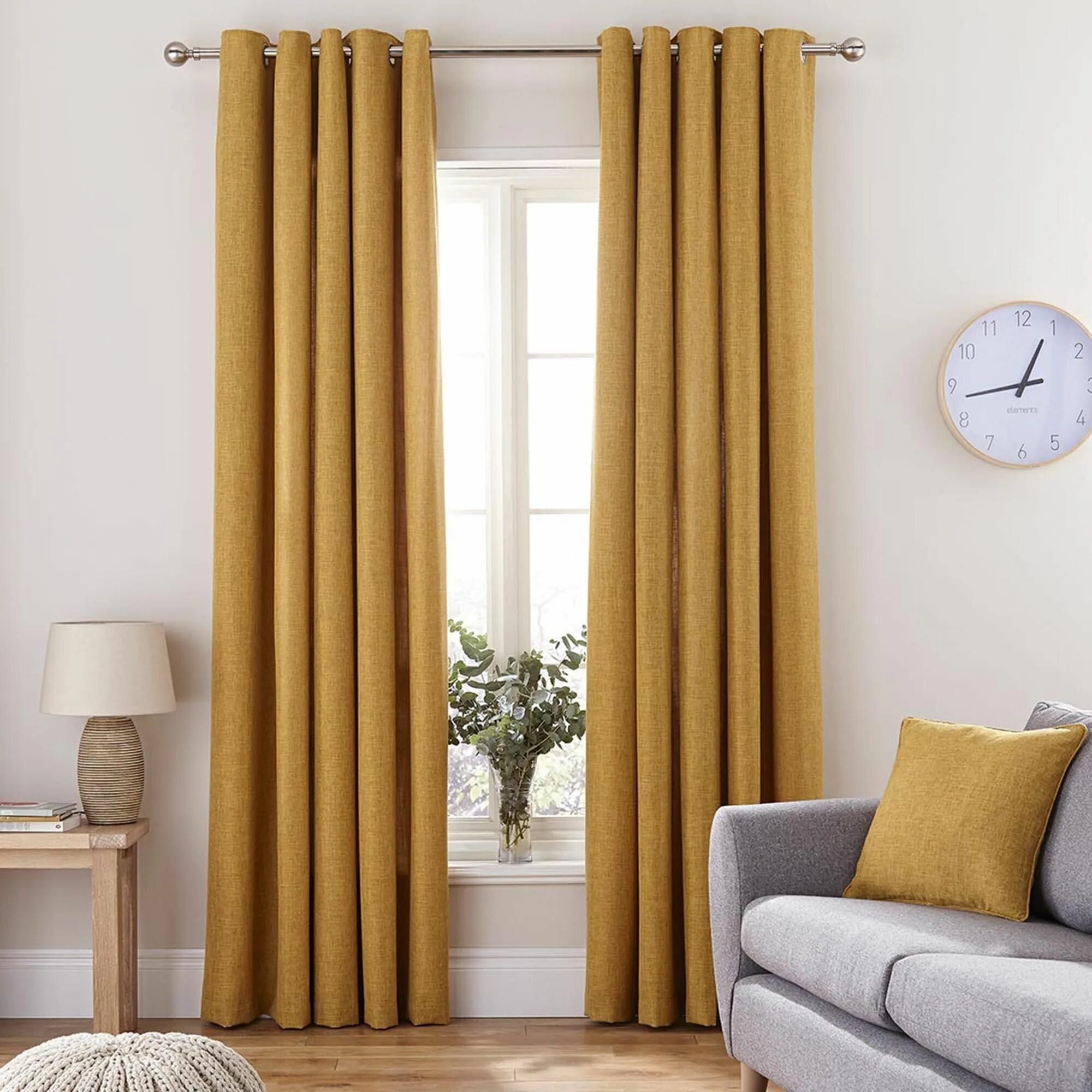 Подбор штор по фото Vermont Eyelet Curtains Yellow curtains living room, Yellow living room, Curtain