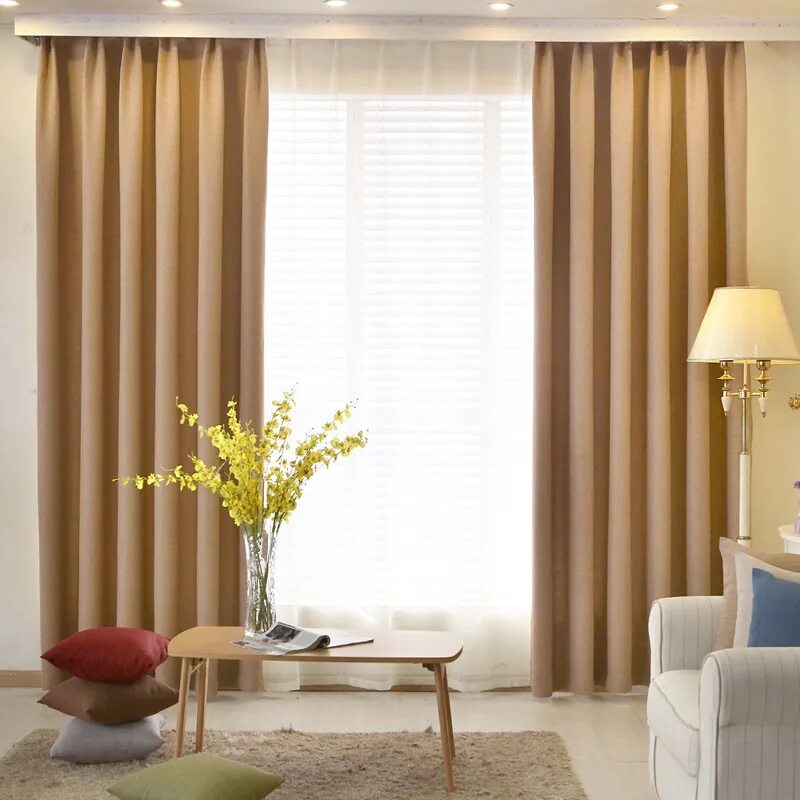 Подбор штор в интерьере Curtains Bedroom Solid Color Modern Home Designs Imitation Linen Blackout Fabric