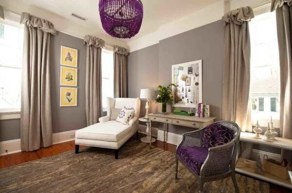 Подбор цвета штор в интерьере онлайн Purple Rooms and Interior Design Inspiration Home office colors, Eclectic interi