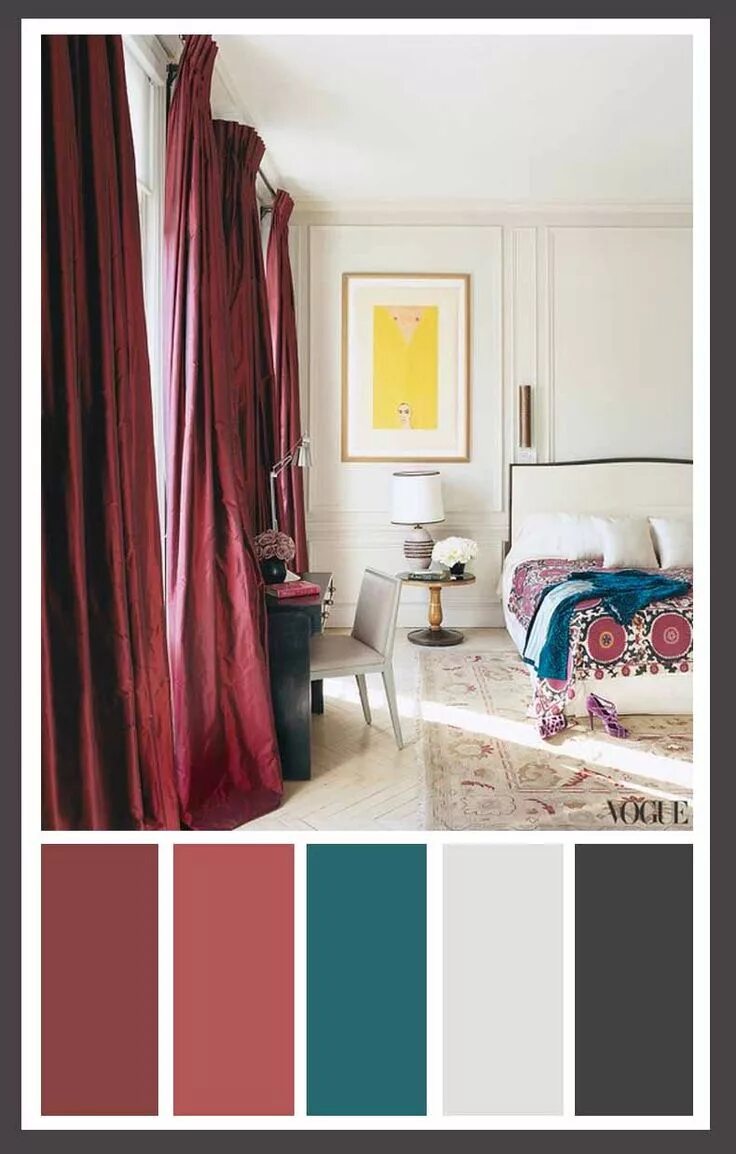 Подбор цветов в интерьере вишневый Fall for Burgundy Quarto bonito, Home, Interiores de casas