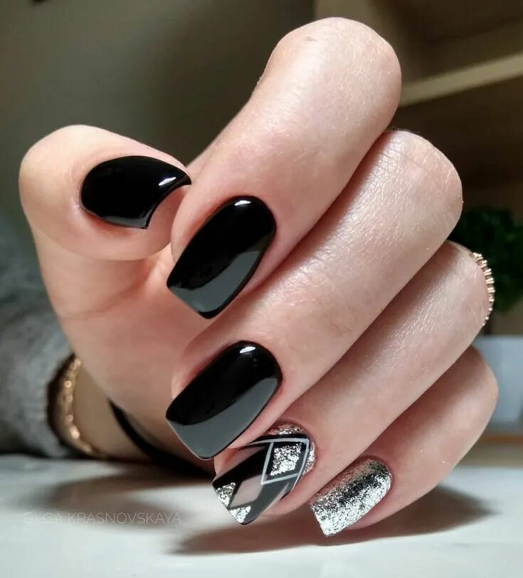 Подборка черного маникюра Pin by Maria Ryabova on Ногти Black nail designs, French manicure nails, Square 