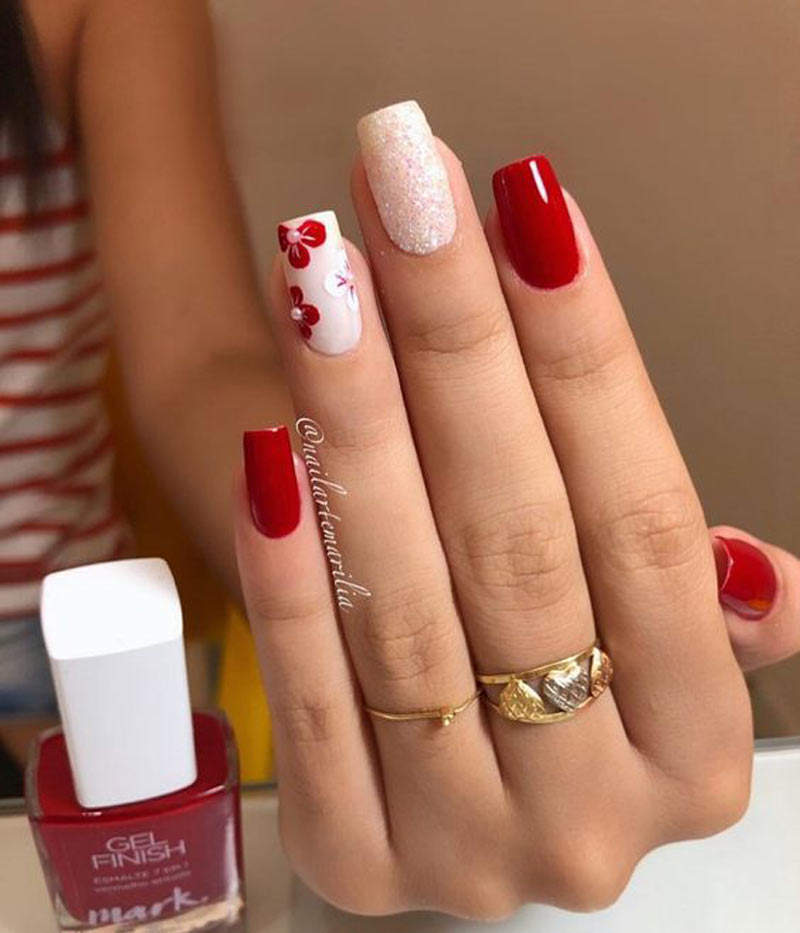 Подборка красного маникюра UNHAS VERMELHAS DECORADAS 2020 - Luiza Gomes Unhas vermelhas, Unhas lindas, Unha