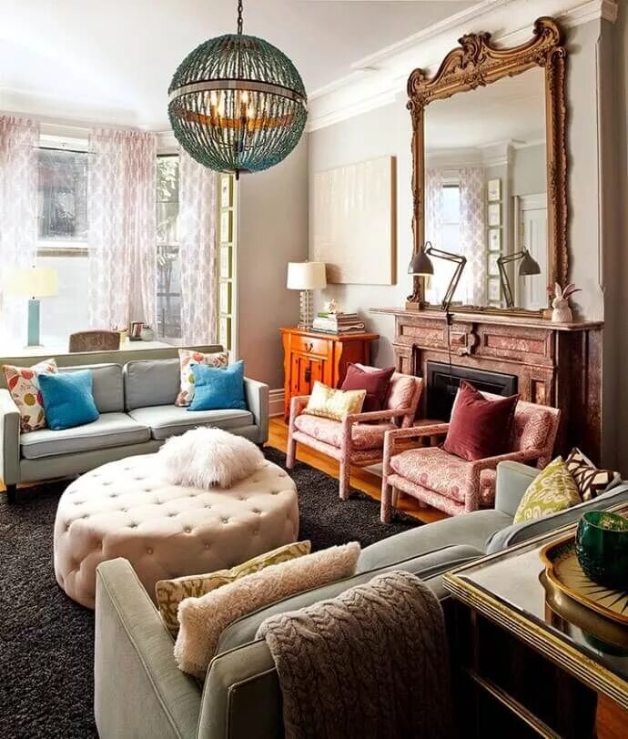 Подборка стилей интерьера Стиль эклектика в интерьере: описание, фото - Rehouz Eclectic living room furnit