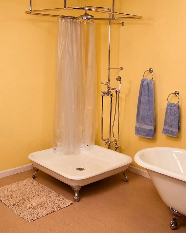 Поддон для душа фото в интерьере ванной Antique Cast Iron Shower Pan - 42 Inch Clawfoot Shower Clawfoot shower, Shower p