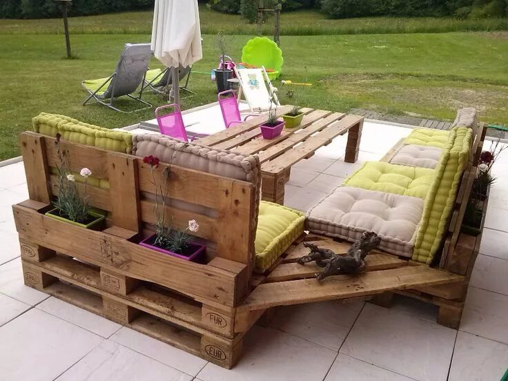 Поддоны поделки своими руками фото Salon de jardin en palettes Pallet garden furniture, Pallet projects furniture, 