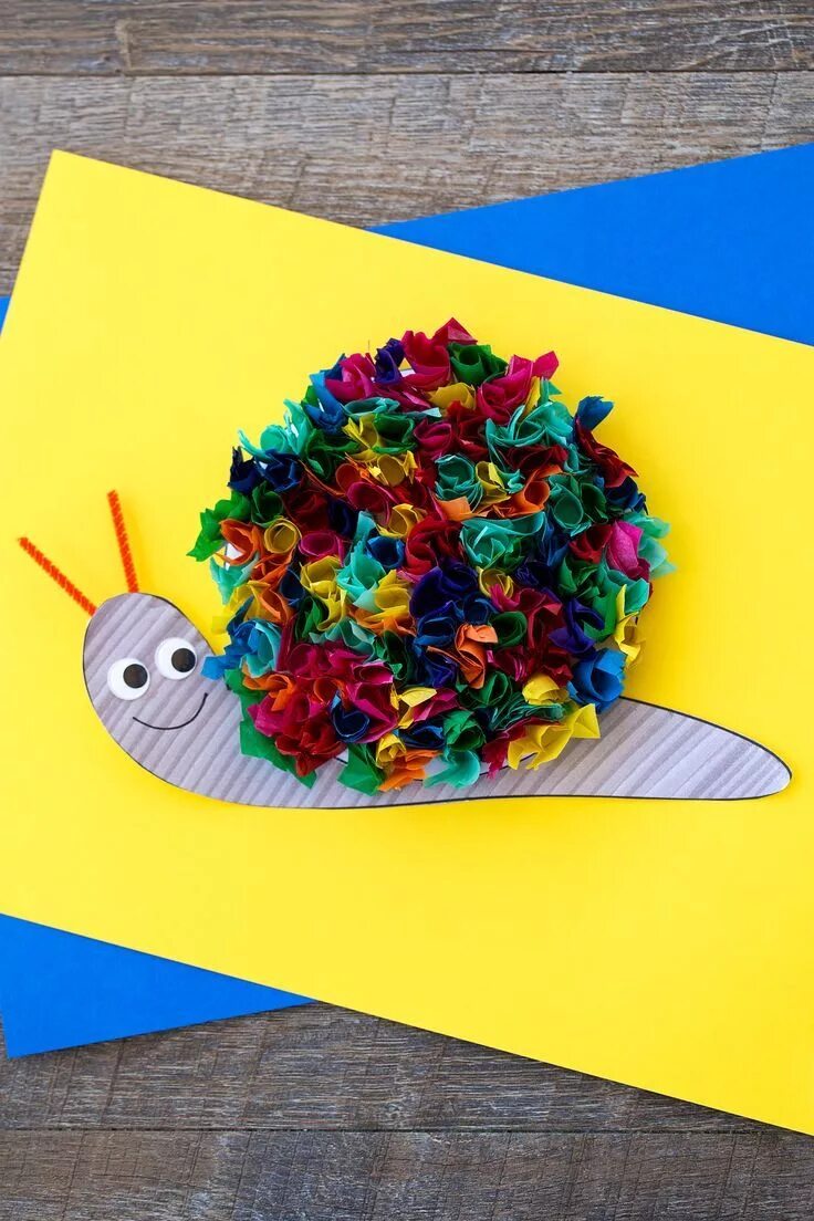 Поделка 5 лет фото Tissue Paper Snail Craft Snail craft, Tissue paper crafts, Tissue paper art